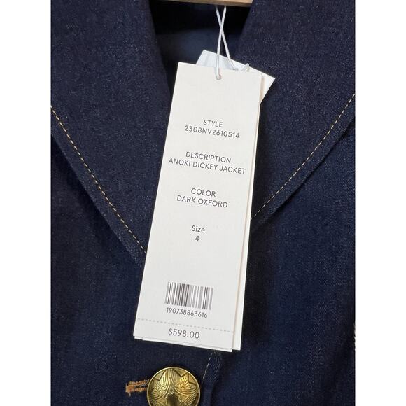 Veronica Beard Anoki Denim Dickey Jacket Size 4 Dark Oxford Wash Business Casual - Picture 3 of 9